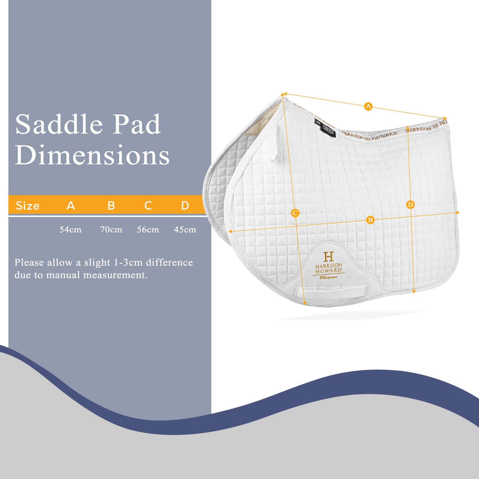 Harrison Howard Close Contact Saddle Pad Non-Slip Suede Outer Perfect for Use with Jumping Saddles