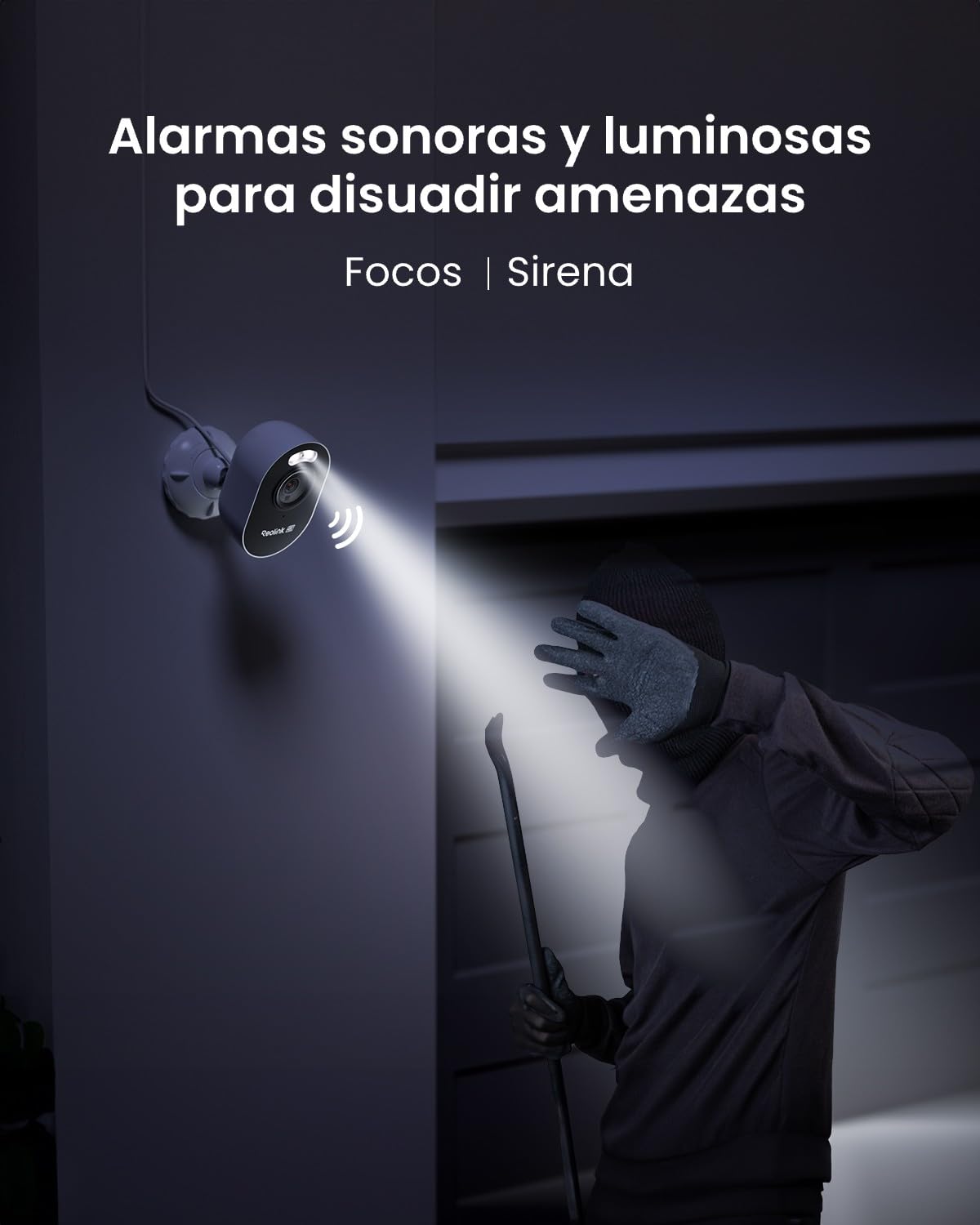 Reolink Camara Vigilancia WiFi Exterior 4K 8MP WiFi 6, Lumus Pro | Visión Nocturna en Color, Cámara WiFi Exterior Plug-in con Grabación 24/7, Detección Inteligente, Sirena, Resistente al Clima