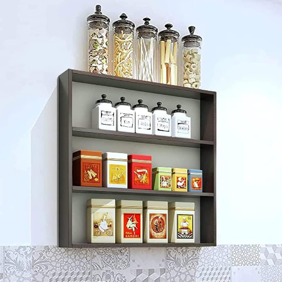 NOYOTA (brand) Wooden Wall Mounted Rack, Organizer, Wall Shelf for Kitchen Storage Boxes, (Number of Shelves - 5, Brown), Wooden Shelves (B0BNGMP78N) Amazon Price History, Amazon Price Tracker