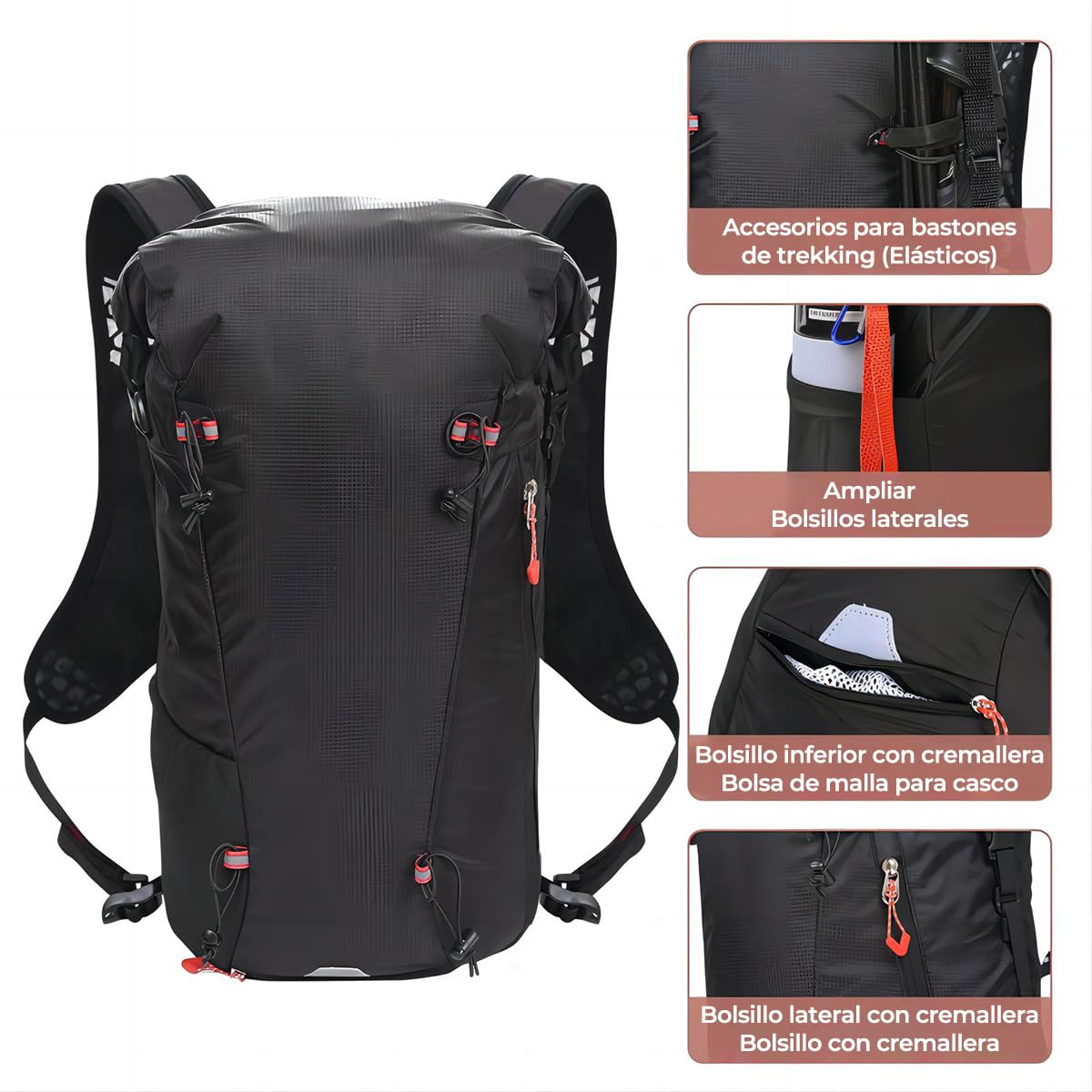 Mochila de hidratación impermeable ligera para senderismo correr ciclismo