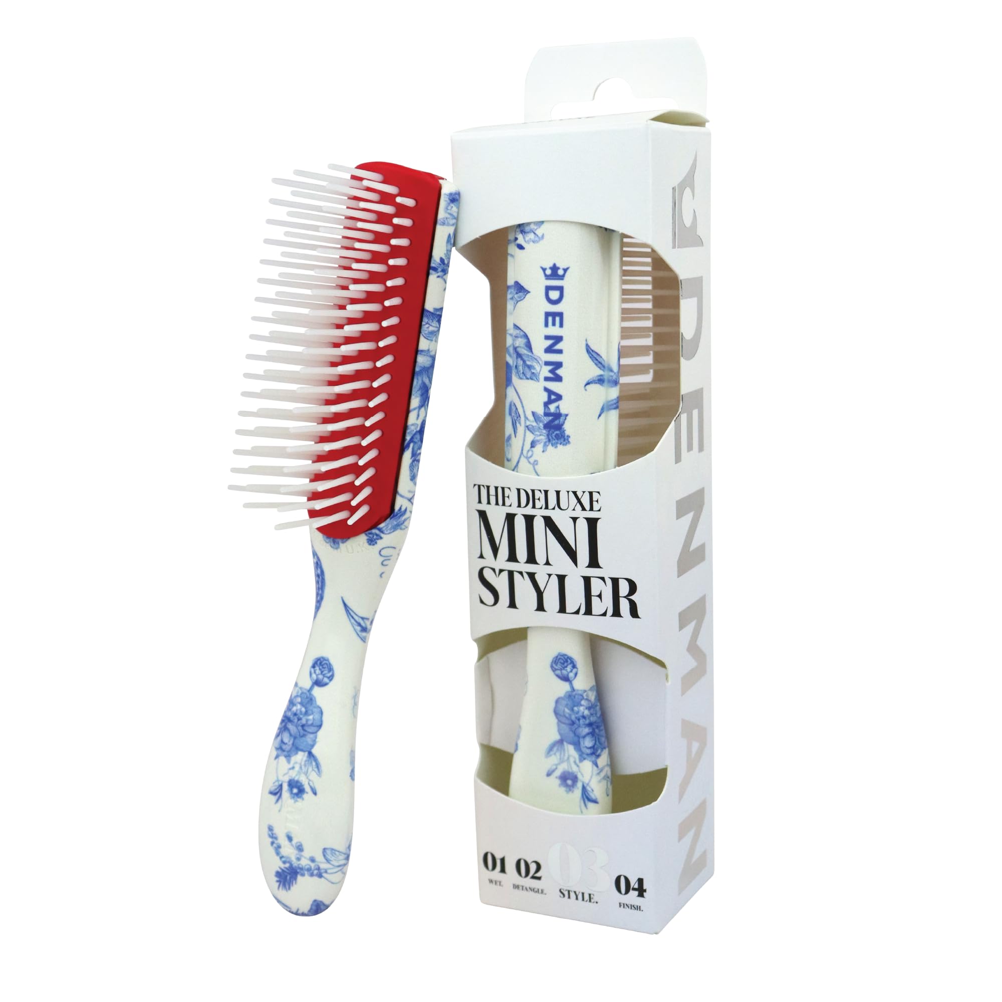 Denman Mini Curl & Blow-Dry Styling Brush – Define Curls, Smooth Frizz & Style Short Hair with Precision, D14 Blue Belle