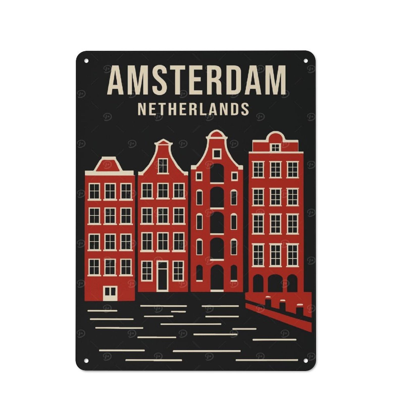 Junmoney Style-6 Vintage Garden Room Metal Sign 40X30cm Featuring Amsterdam Netherlands Travel (2), Utility Space Decor For Shed, Garden Room, Porch Or Garage