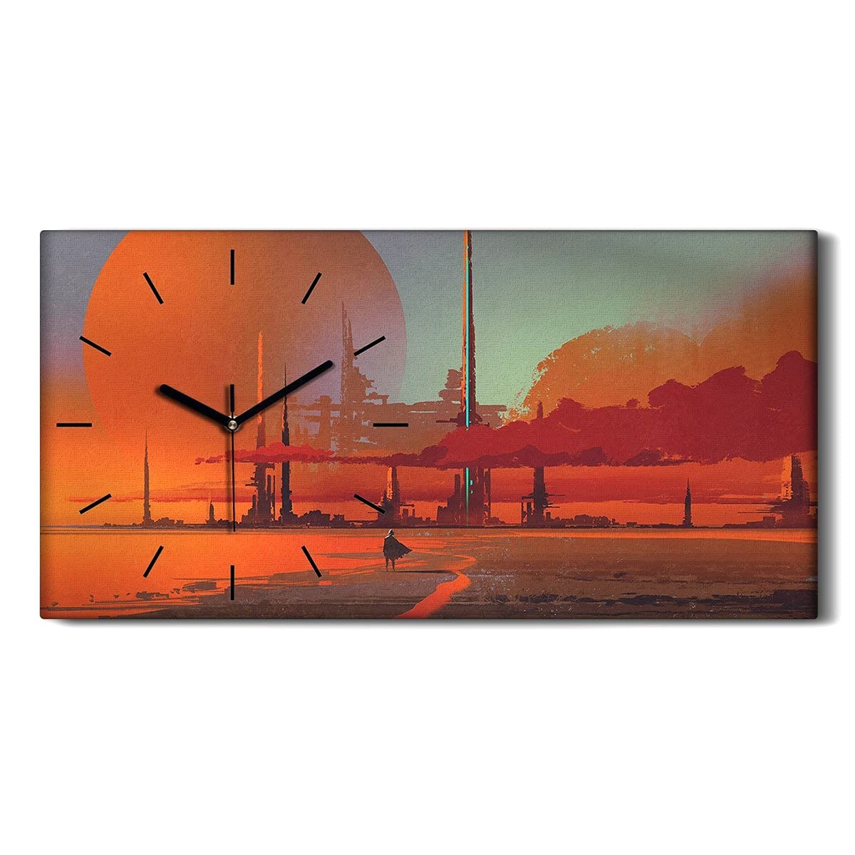 Horloge sur Toile Fine sans Tic-Tac Fini le Bruit Tableau Désert Mars 60x30