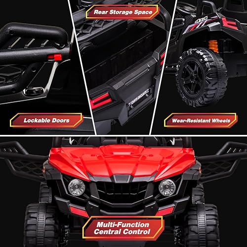 Miniatura 2 de UTV para niños con control remoto, ruedas eléctricas de 12 V para niños, juguetes con suspensión de resorte, FM, luces LED, puerto auxiliar, música,