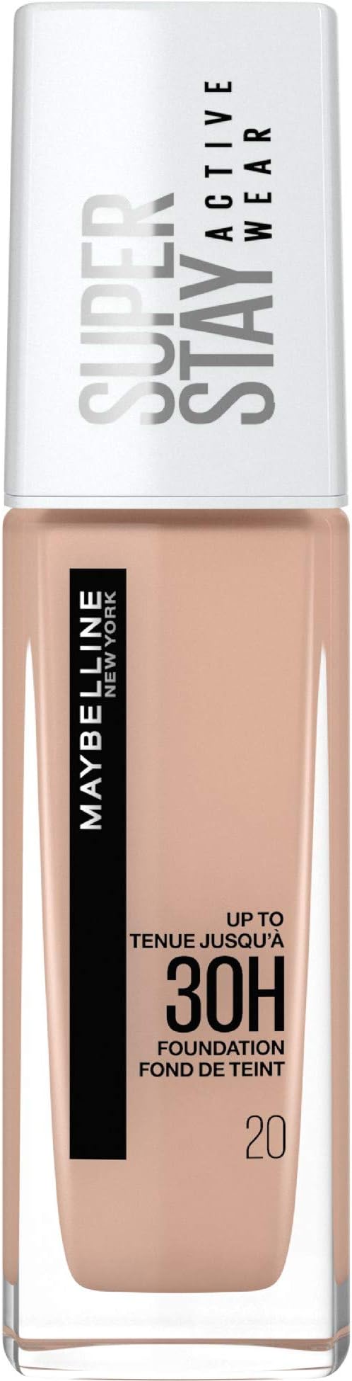 Maybelline New York Foundation, Superstay Active Wear 30 Hour Long-Lasting Liquid Foundation, Lightweight Feel, Water, Sweat and Transfer Resistant, 30 ml, Shade: 20, Cameo