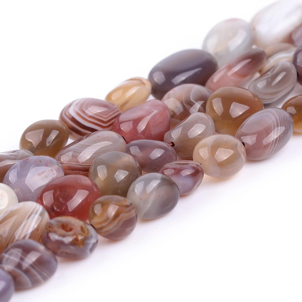 HAAMIIQII Natural Banded Agate Pebble Stone 5-8mm Small Irregular Freeform Tumbled Loose Gemstone Beads for Jewelry Making Strand 15 Inch (45-50pcs) - Image 3