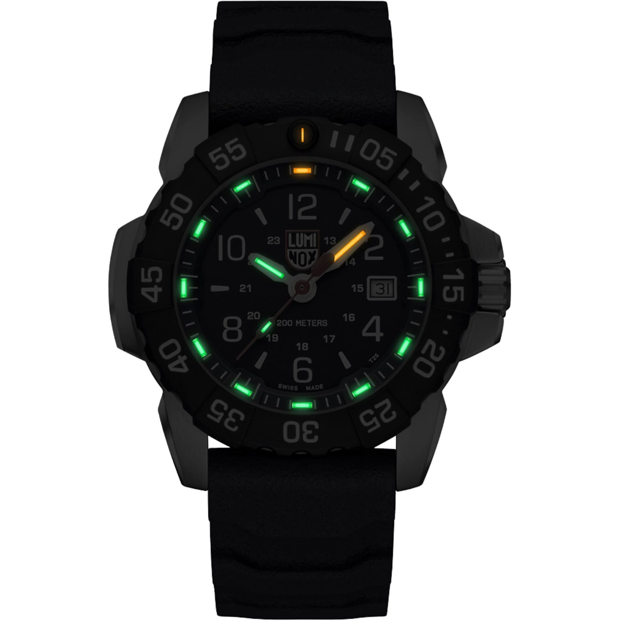 Luminox Herren Taucher Uhr Navy Seal Steel 3250 Series in der Farbe Schwarz mit Kautschukarmband, Gehäusedurchmesser: 45 mm, XS.3251.CB