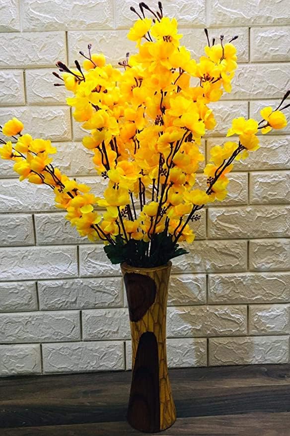 Image of Coolkart Orchid Artificial Flower Bunch, Yellow | Pack of 1 Bunch /7 Sticks, For Home Office Restaurant Decoration, Real Looking, Made in India