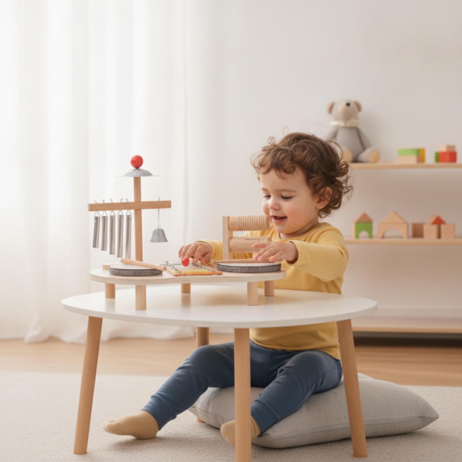 Colcolo Strumento a Percussione per Bambini Set Musicale Educativo Xilofono Piatti Campane a Bacchette in Legno Apprendimento Ritmico Adatto per Ambienti Prescolari Playroom Camerette Casa