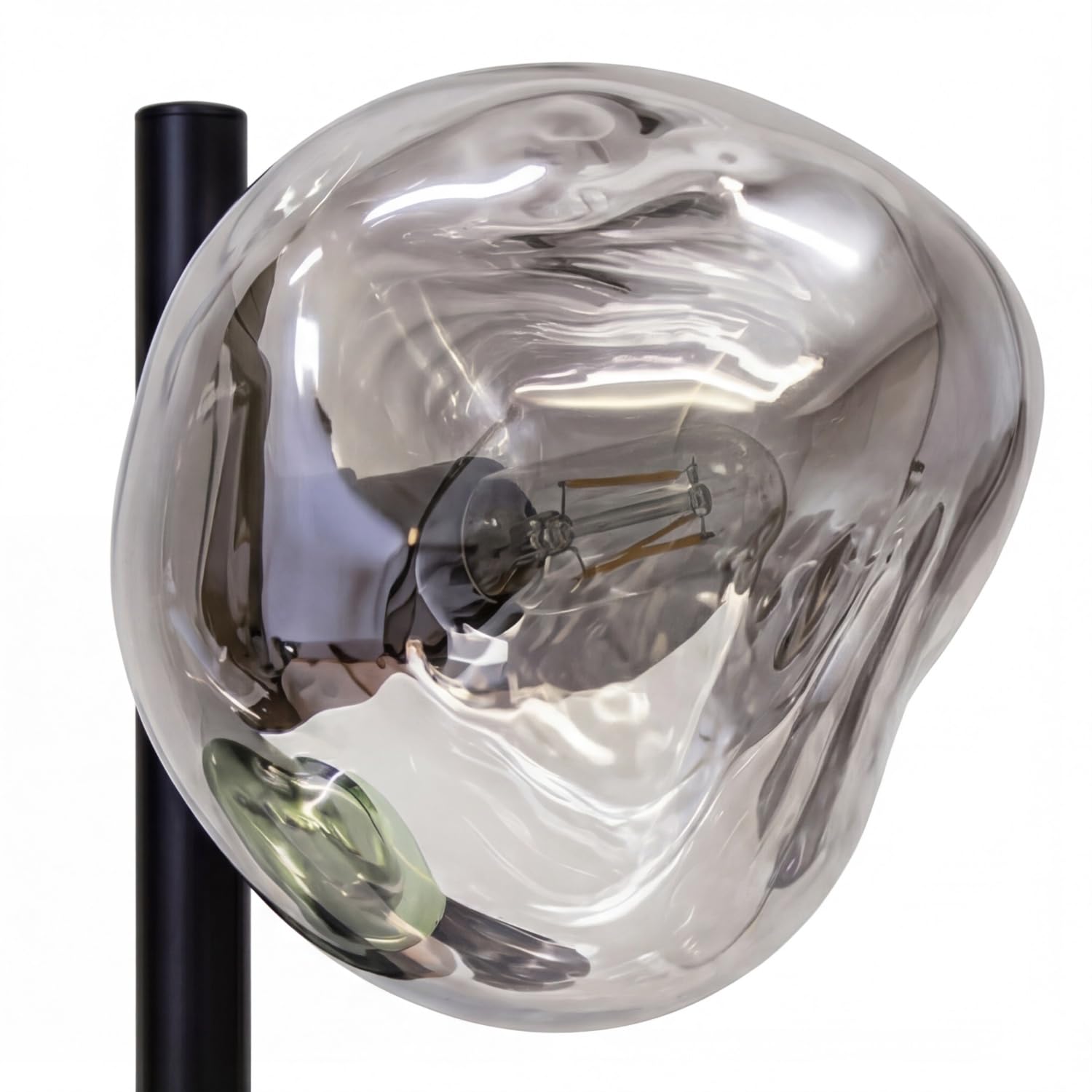 Lampada da tavolo in vetro Bianco Verde Metallo Soggiorno E14 2-fiamme 40 cm soffiato a bocca specchiato Cavo in tessuto di vetro lava Lampada da comodino Camera da letto