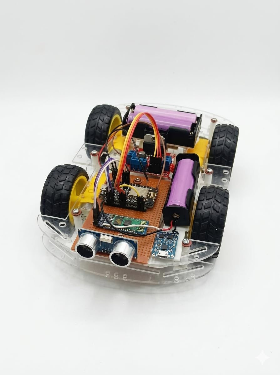 NE LAB IoT Smart Robot Car Kit Using ESP32 with Bluetooth Control, Ultrasonic Sensor & Obstacle Avoidance | Complete Assembled DIY Engineering Project with Circuit Diagram and Source Code-image-11