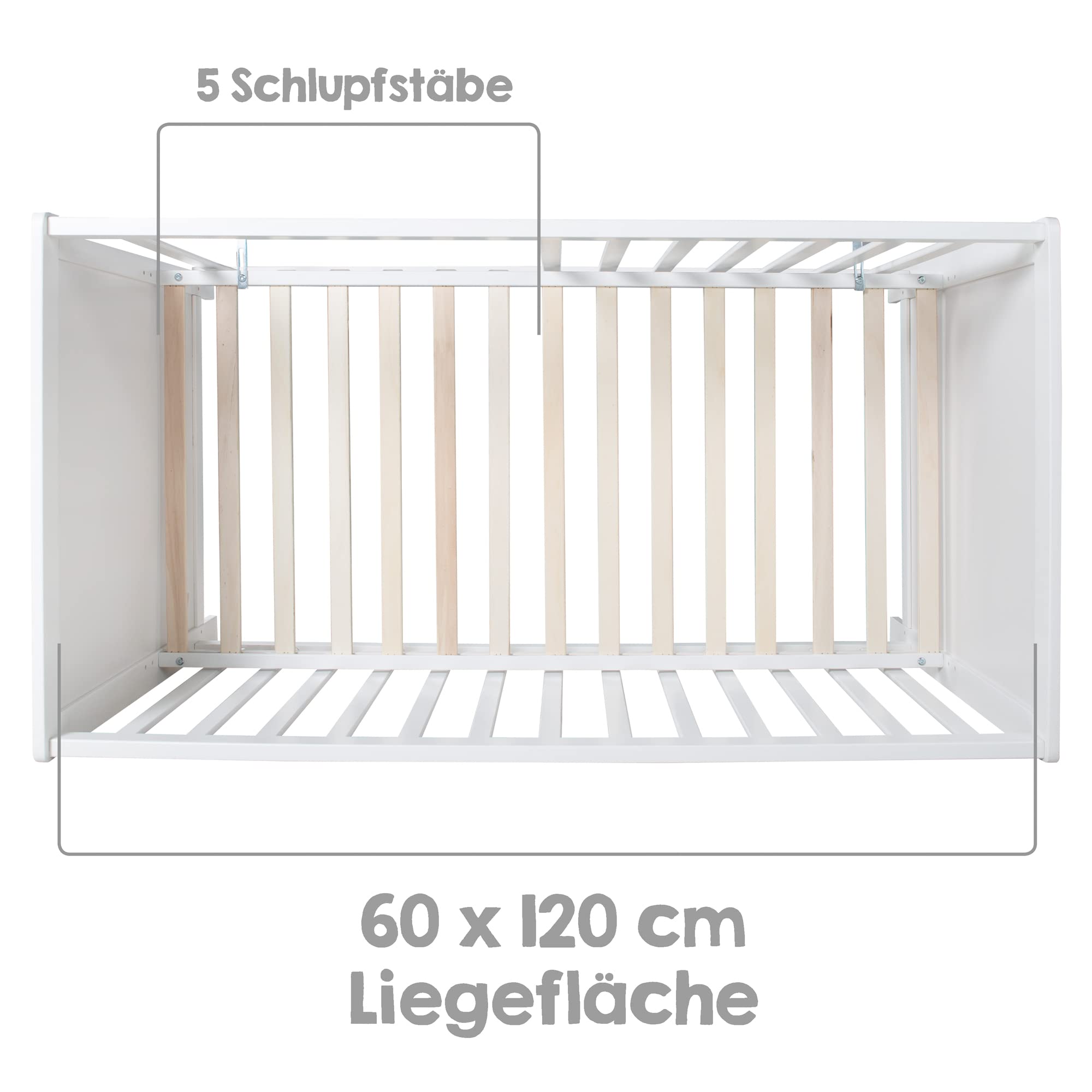 roba Juego de Habitación Infantil - Cuna Colecho y Cambiador con Colchón "roba Style" - Madera Blanca