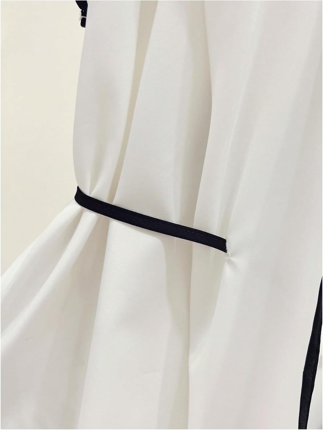 Floerns Women's Elegant Asymmetrical Tie Front Blouse Top Crew Neck Cap Sleeve Shirts - Image 5