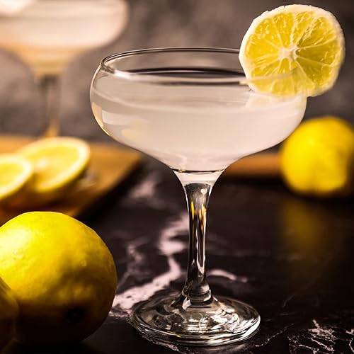 Vista 7 de Juego de 6 copas de cóctel de champán, elegantes copas de cóctel Coupe, copas de Martini, cristalería de tallo largo (6 unidades (9 onzas/9.1 fl oz))