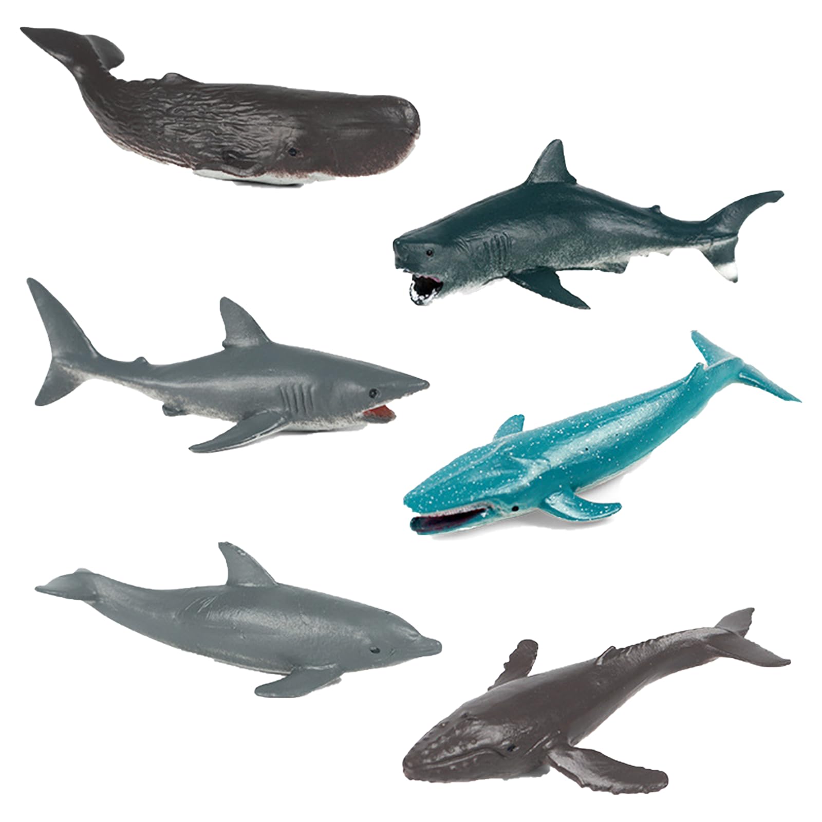 6Pcs Shark Toys Whale Shark Set, Highly Detailed Shark Bath Toy & Ocean Animal Figures, 8-9cm Realistic Marine Creature Models for Collectors Education and Decor