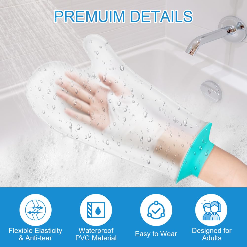 Protector Escayola Brazo Adulto, Funda Impermeable de Silicona Suave Comoda para Ducha, Bolsa Hermetica Reutilizable para Cubrir Vendajes, Yeso, Heridas (Tipo de Palma)