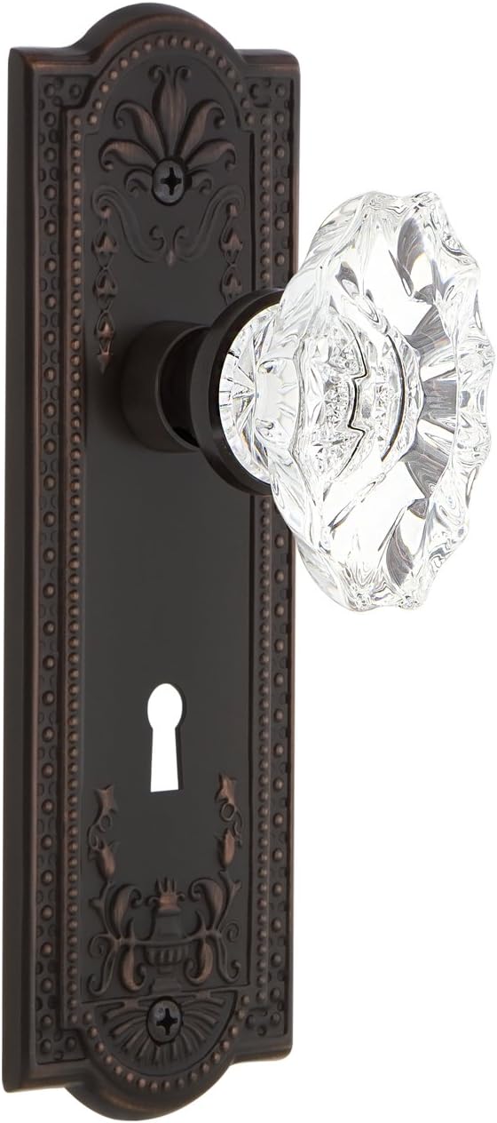 Nostalgic Warehouse Meadows Plate with Keyhole Chateau Knob, Single Dummy, Polished Brass