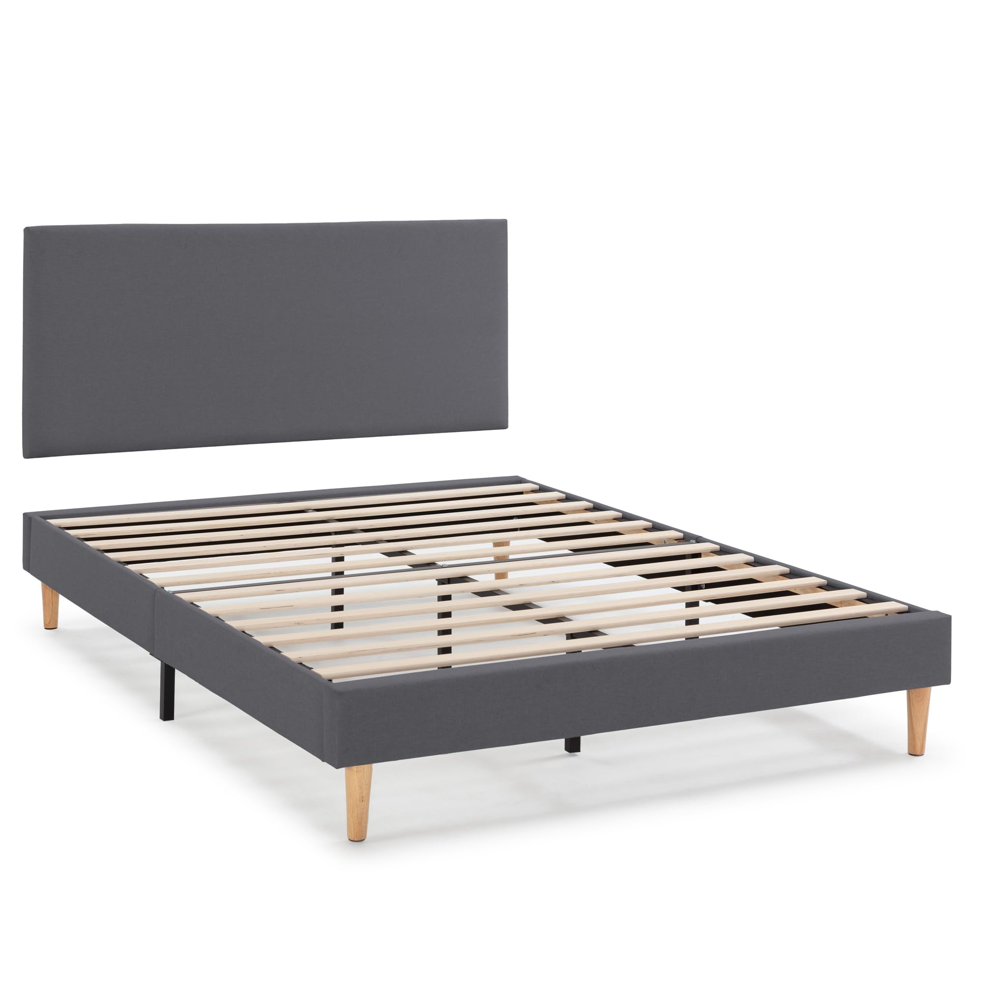 Sommier tapissier 140x190 cm avec tête de lit Aura gris foncé