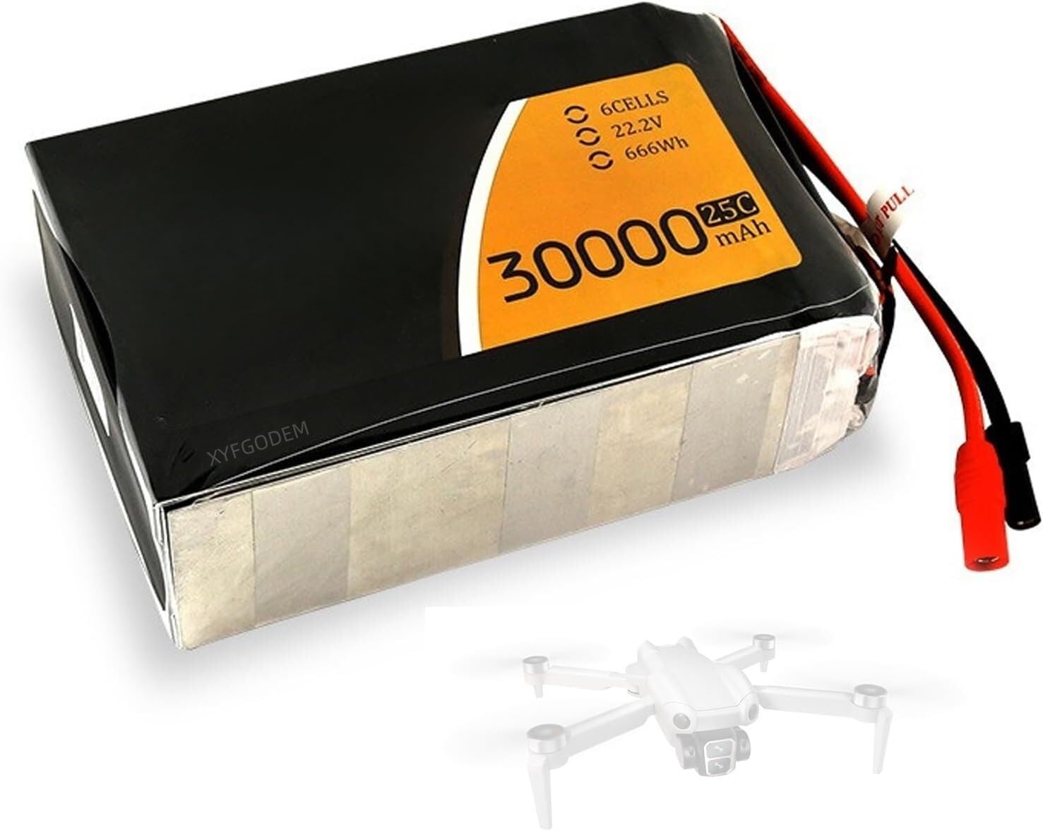 Batería Lipo de 30000 mAh 6S 22,2 V 25C, batería Litio Repuesto con Conector AS150 para Coches, Aviones, Camiones, Barcos, Buggies y Drones radiocontrol