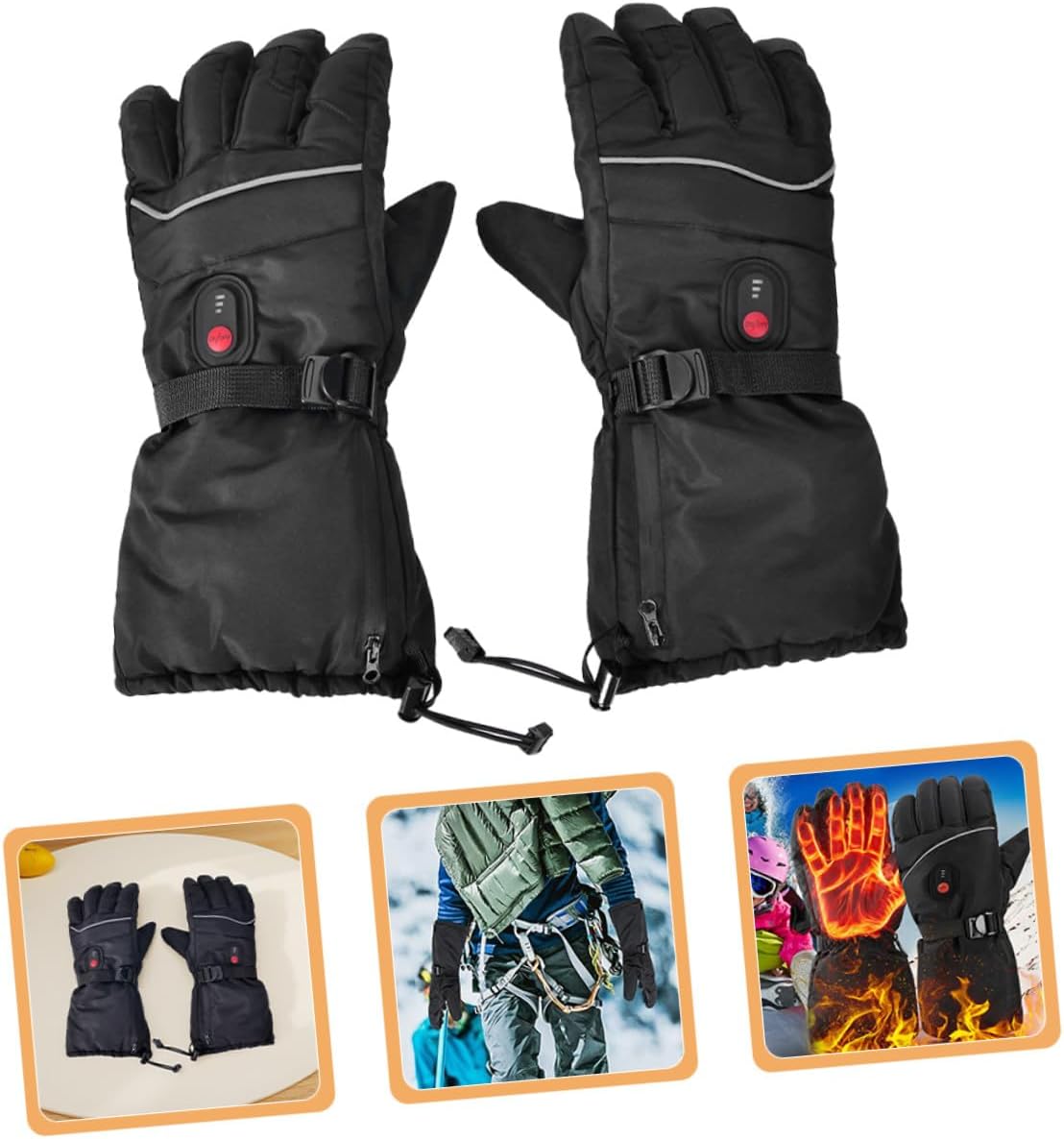 BESPORTBLE Electric Heated Ski Gloves Men Women Thermal Waterproof Outdoor Sports Gloves Rechargeable Battery Warm Winter Skiing