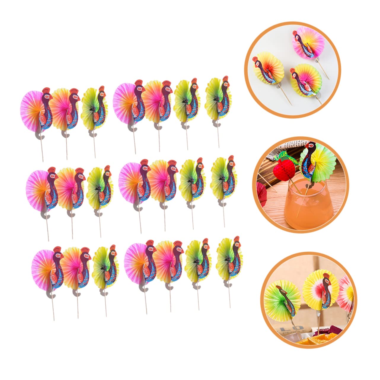 Fodattm - Set di 20 ombrelli hawaiani per cocktail, cupcake, decorazioni per cupcake, decorazioni per feste, ombrelli di carta tropicale