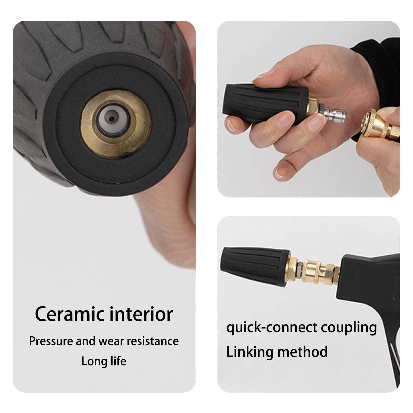 Kit di ugelli per idropulitrice di grado commerciale, punta turbo rotante da 4000 PSI + 7 modalità di spruzzo, attacco rapido e accoppiatore girevole, set da 5 pezzi per pulizia pesante