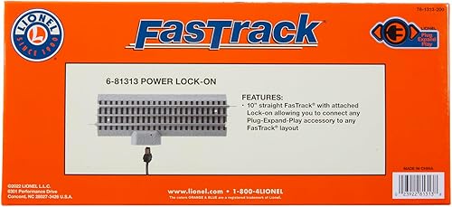 Miniatura 7 de Lionel FasTrack - Pista de tren recta de 10 pulgadas con puerto de enchufe Plug-Expand-Play