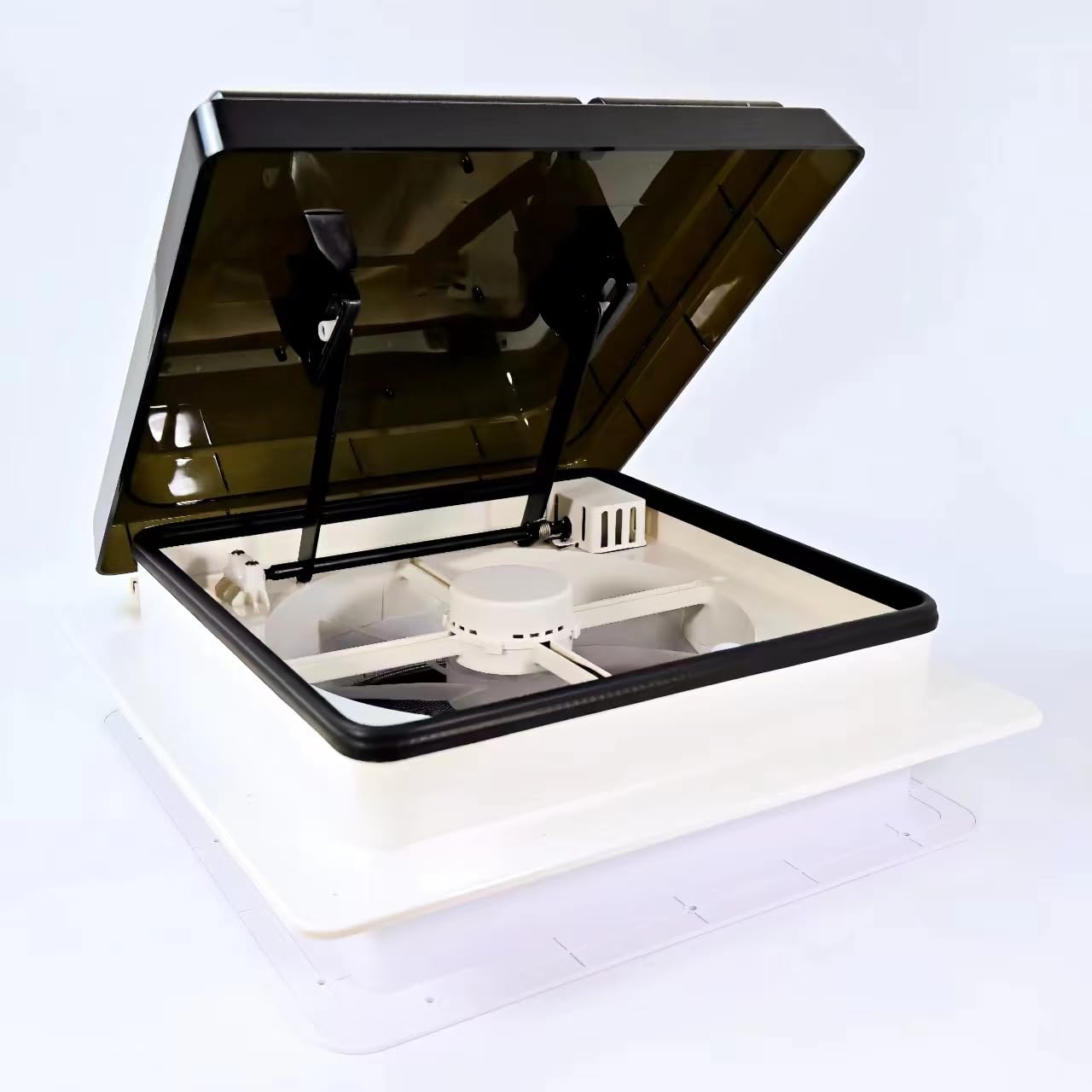 Ventilador de techo para caravanas, homologado Claraboya, Nivel de ruido ultra bajo de escape reversible con sensor de lluvia, ventilador permanente de nivel automático para autocaravana