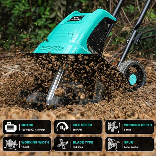 image for IncwBo Tiller 13.5AMP Rototiller for Garden Corded Electric Tiller Gar