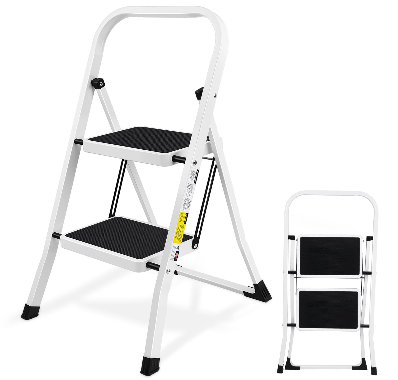 Photo 1 of 2 Step Stool, Folding Step Stool - Capacity with Wide Anti-Slip Pedal, Portable Steps Stool for Adults Multi-Use for Household, Kitchen, Office (Matte White)