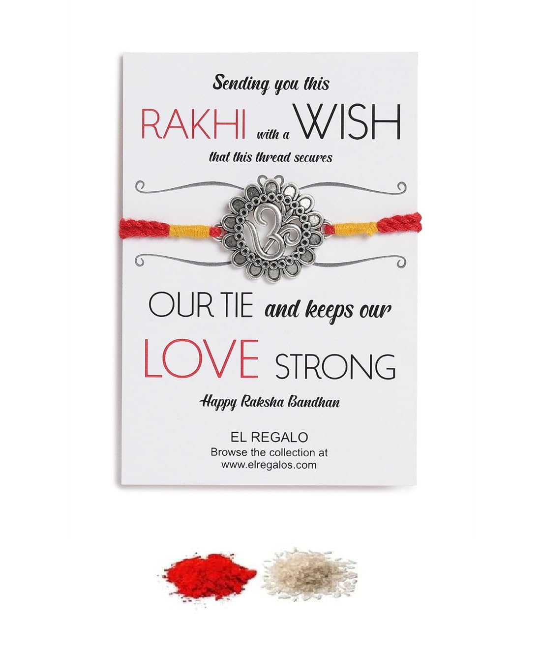 El Regalo OM Ganesha Rakhi for Brother/Bhai/Bhaiya- Auspicious OM/Aum, Swatik, Ganesha Rakhi with Shagun, Rakhi Message Card in Rakhi Gift Box (OM Rakhi) (B0C9534QZY) Amazon Price History, Amazon Price Tracker