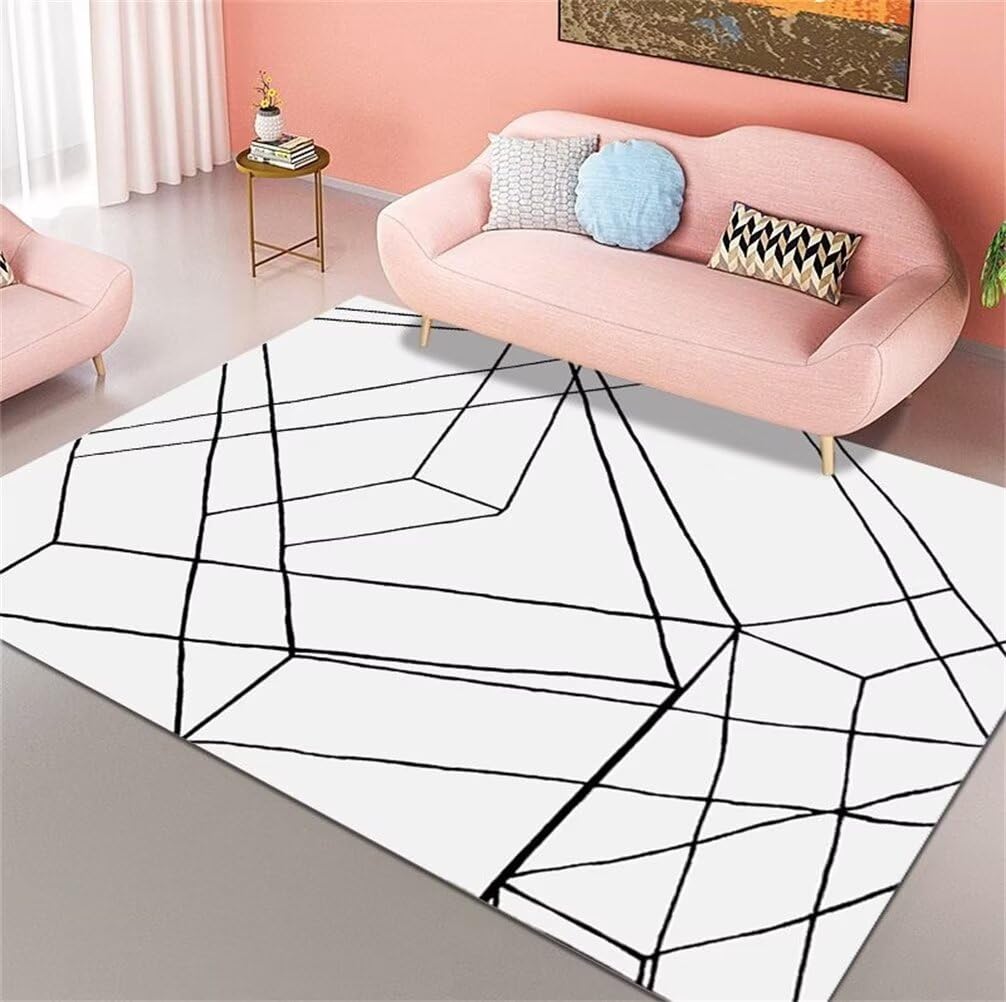 Tapis de salon lavable gris 200x250cm avec motifs de lignes pour une chambre moderne