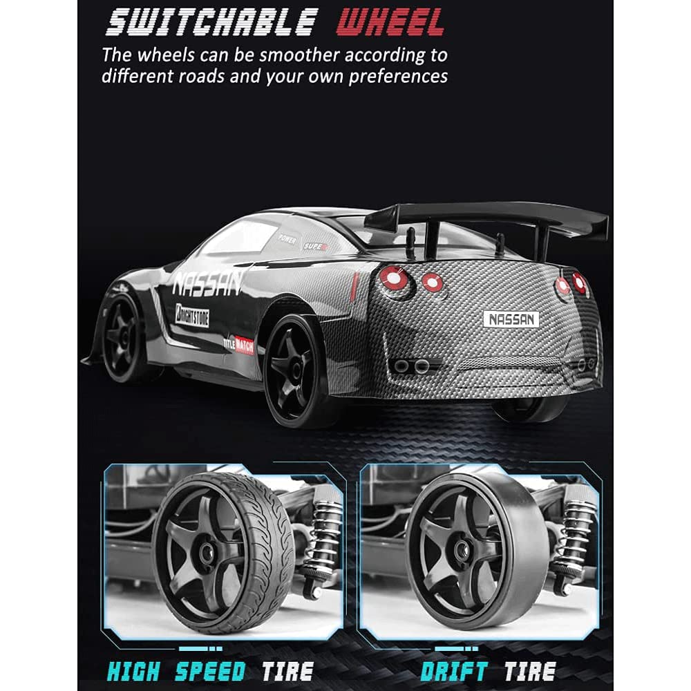 WOLWES Auto RC Auto da Corsa a Drift Veloce da 70 km/h, Veicolo RC da Arrampicata Elettrico da 2.4 Ghz Buggy RC da Drift Elettrico ad Alta velocità 4WD, Camion Giocattolo per Hobby con 2 Batterie, Reg