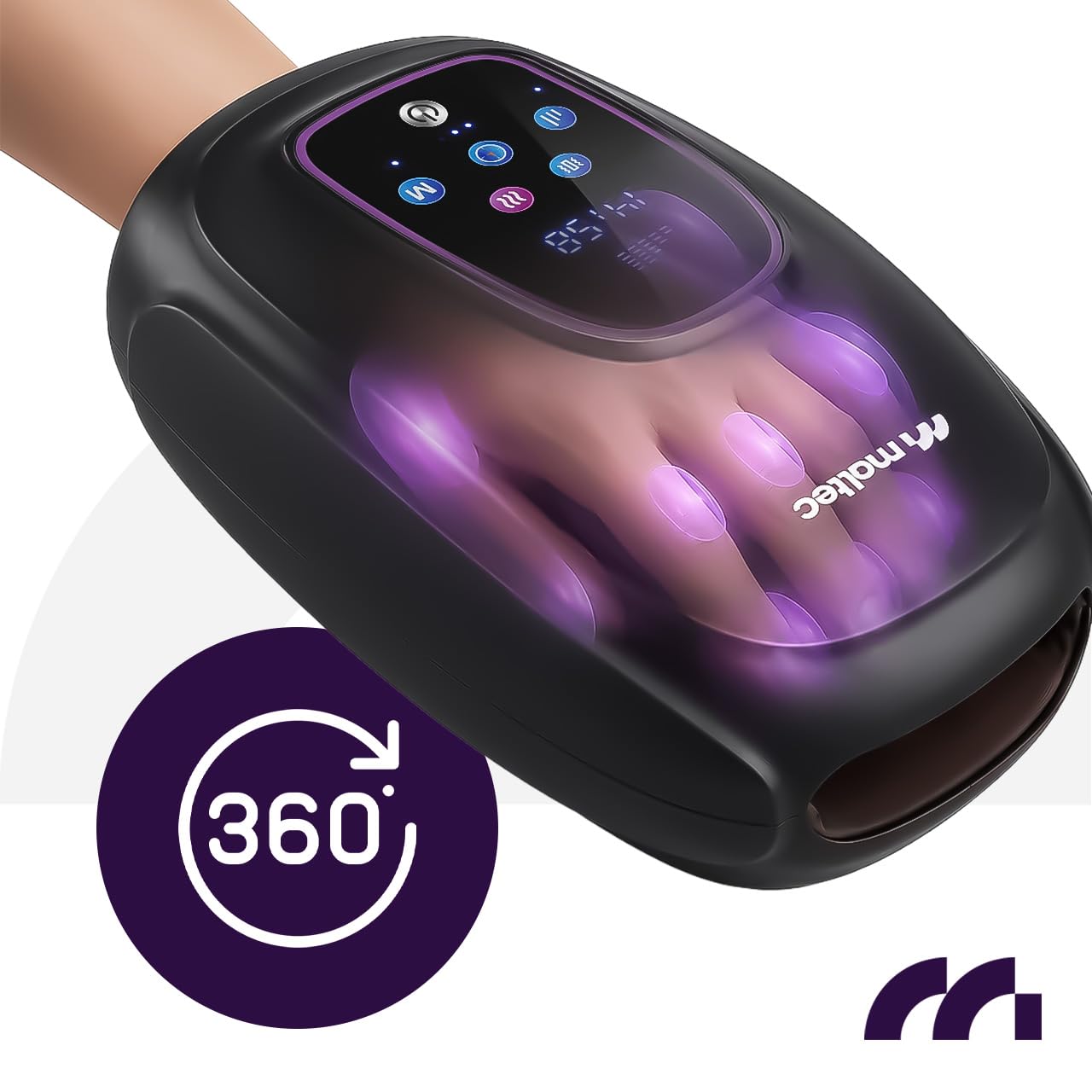 MalTec Handmassagegerät mit Wärme, Vibration, 5 Stufen und Akku
