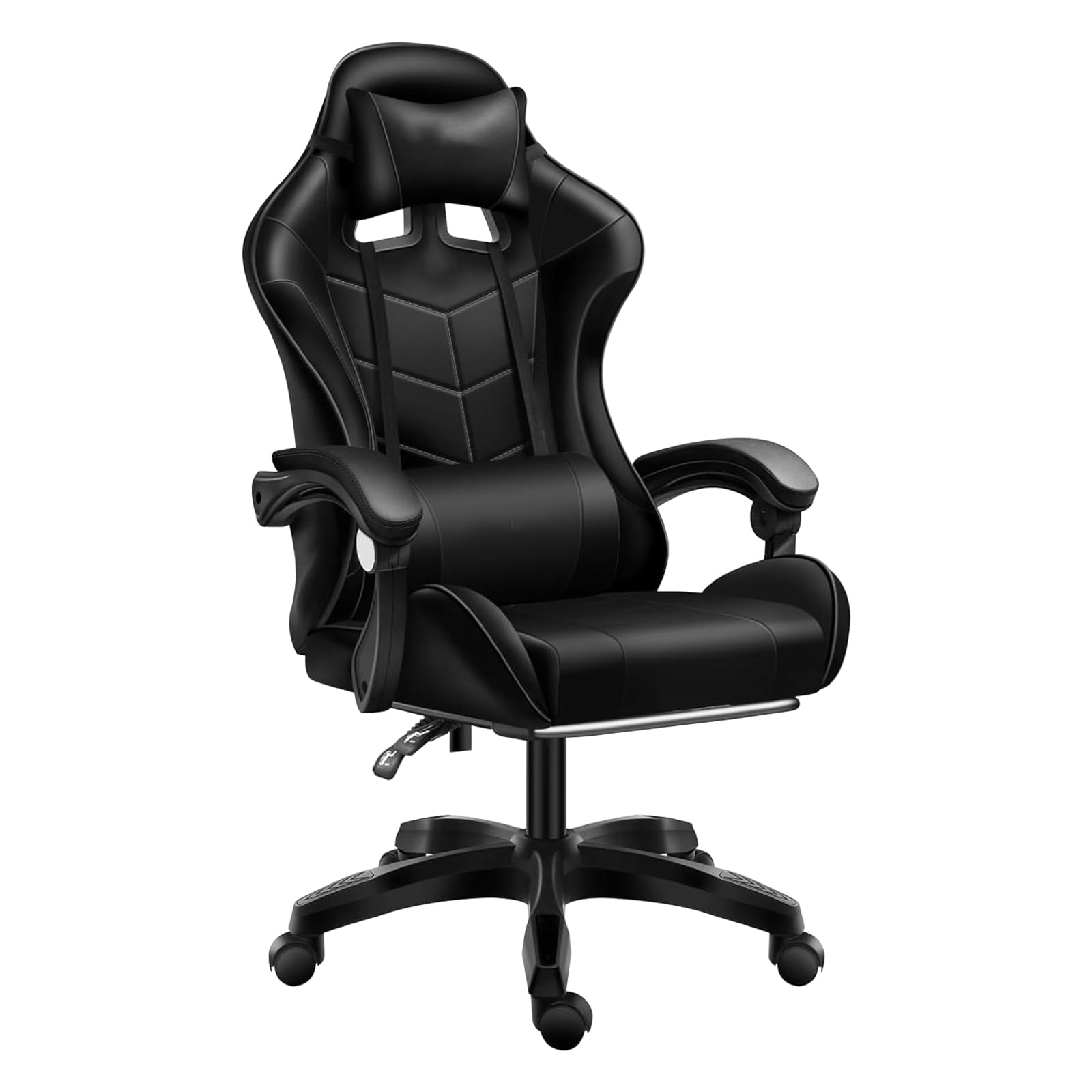BEMMY Cadeira Gamer– Couro PU/Courino, Suporta até 150kg, Braços 1D, Reclinável 135°, Almofadas Lombar e Pescoço, Ba