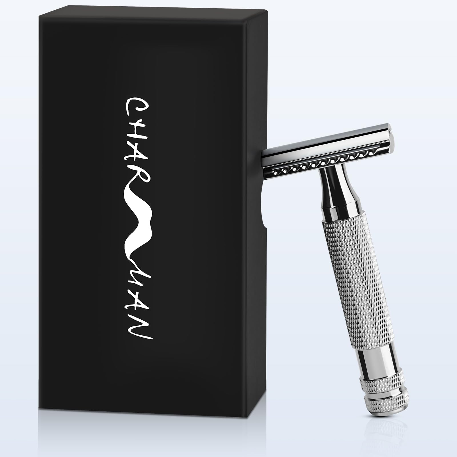 Classic Double Edge Safety Shaving Razor, Pure Copper Handle,1 Razor + 10 pcs Super Stainless Steel Blades