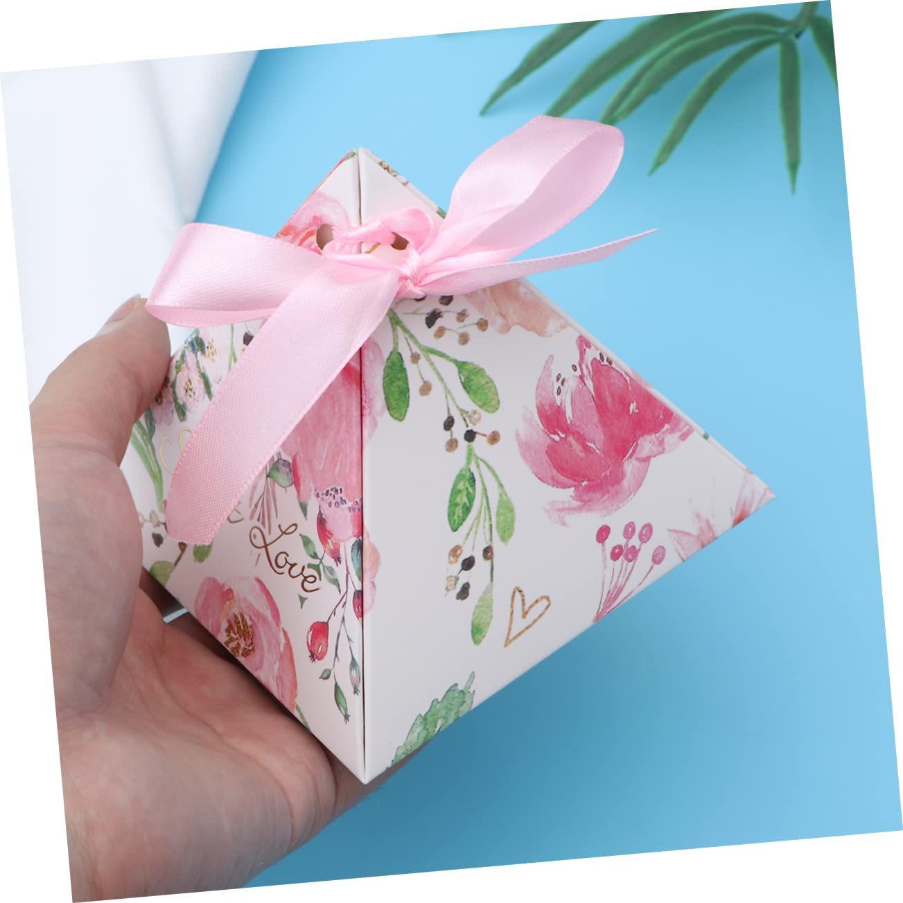 SOLUSTRE Scatole Regalo Triangolari in Carta Rosa 50pezzi per Matrimoni Compleanni Caramelle Confetti Bomboniere Festa Creativa Chic