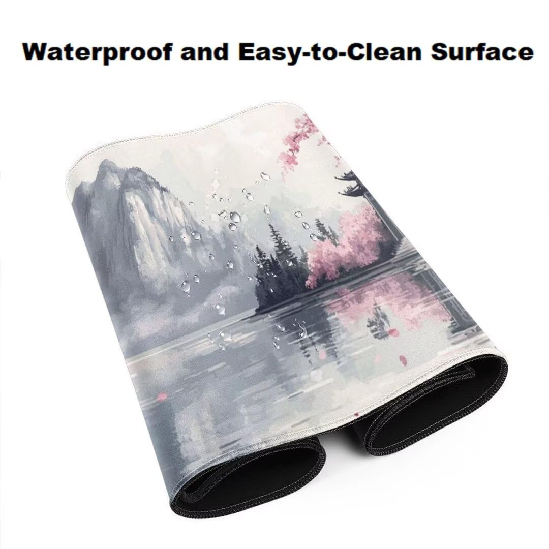 Japanisch Mauspad 1600 x 800mm,Mousepad XXL Schreibtischunterlage Landschaft Mouse Pad,Wasserdicht und Rutschfest Gaming Mauspad,Verbessert Präzision,Gaming-Mauspads für Pc und Gaming Zubehör qw177