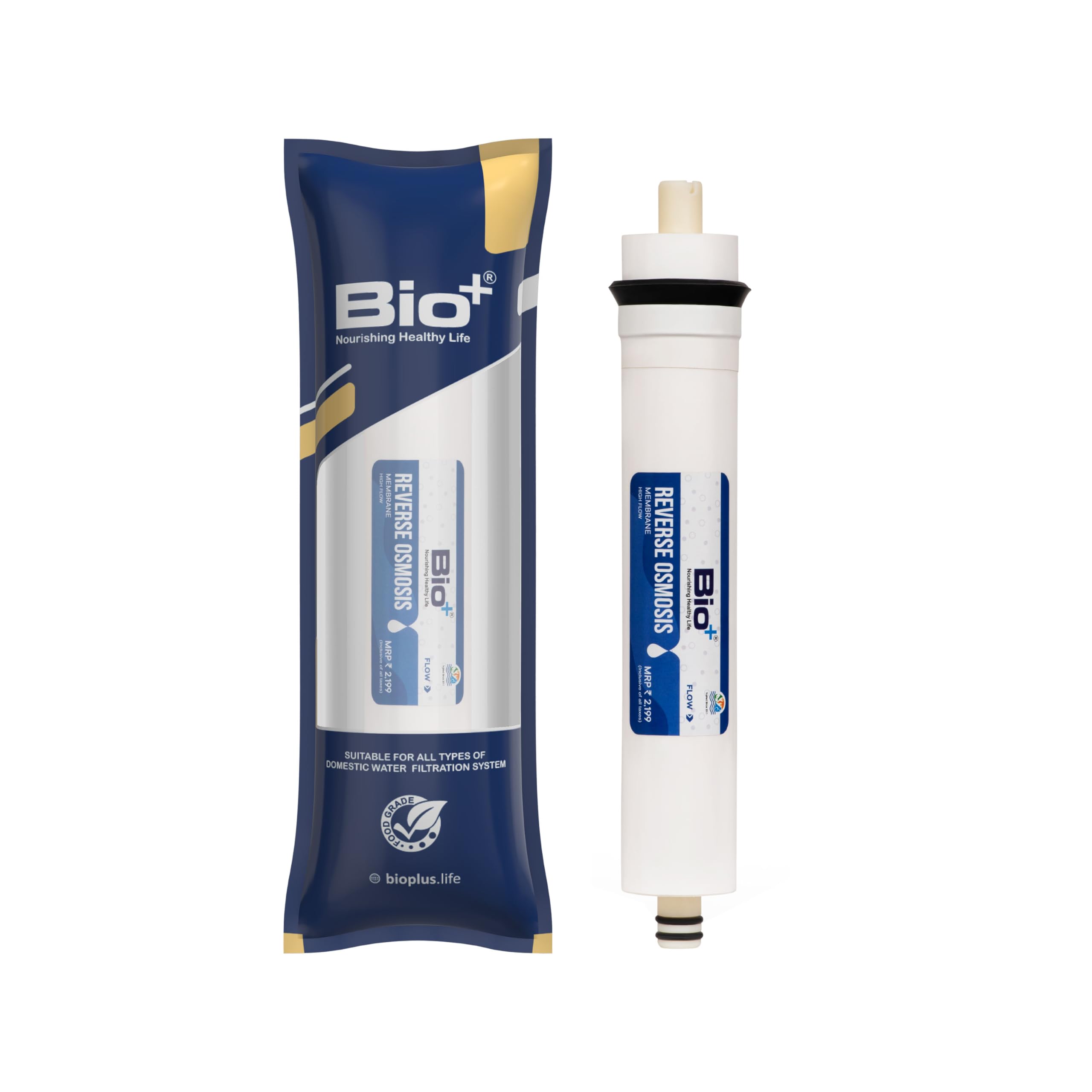 Bioplus RO Membrane Cartridge | 80-100 GPD Capacity | 2500 TDS Removal | High-Performance Water Filter | White-image-2