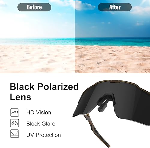 Miniatura 5 de HAAYOT Polarized Sports Sunglasses for Men Women Youth Baseball Cycling Running Softball Biking Glasses with 5 Lenses