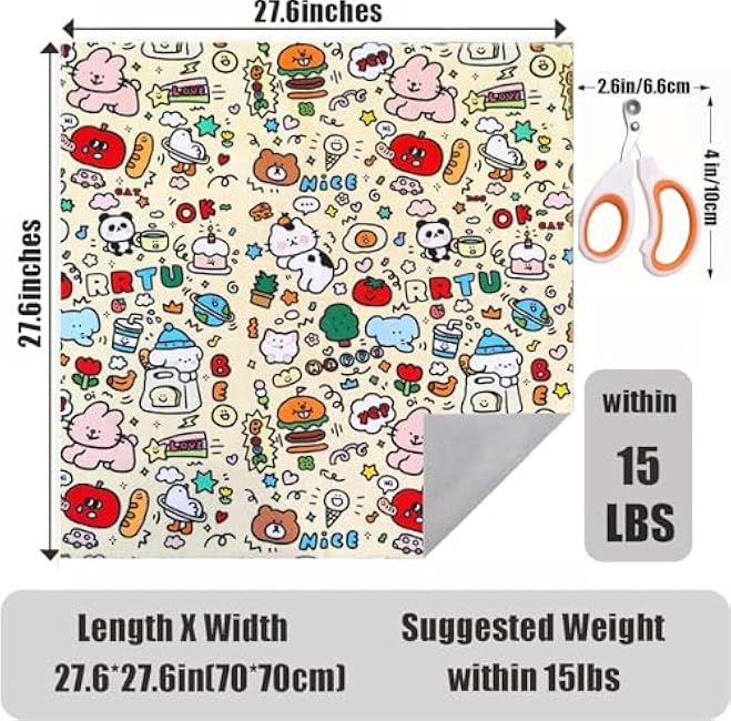 27.6'' Cat Grooming Wrap Cat Wrap for Cutting Nails, Anti-Escape Cat Restraint Wraps for Medicine Nail Clipping Ear Cleaning, Self-Adherent Cat Swaddle Wrap with Nail Clipper - Within 15lbs-QDExQMaD