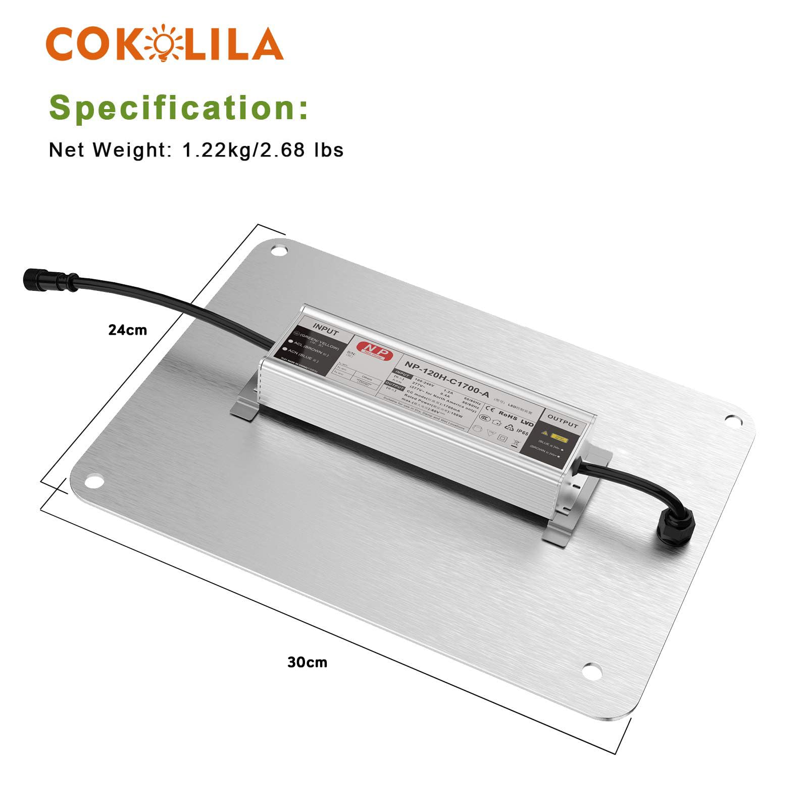 COKOLILA Full Spectrum LZB1100 Dimmable LED Grow Lamp, Waterproof