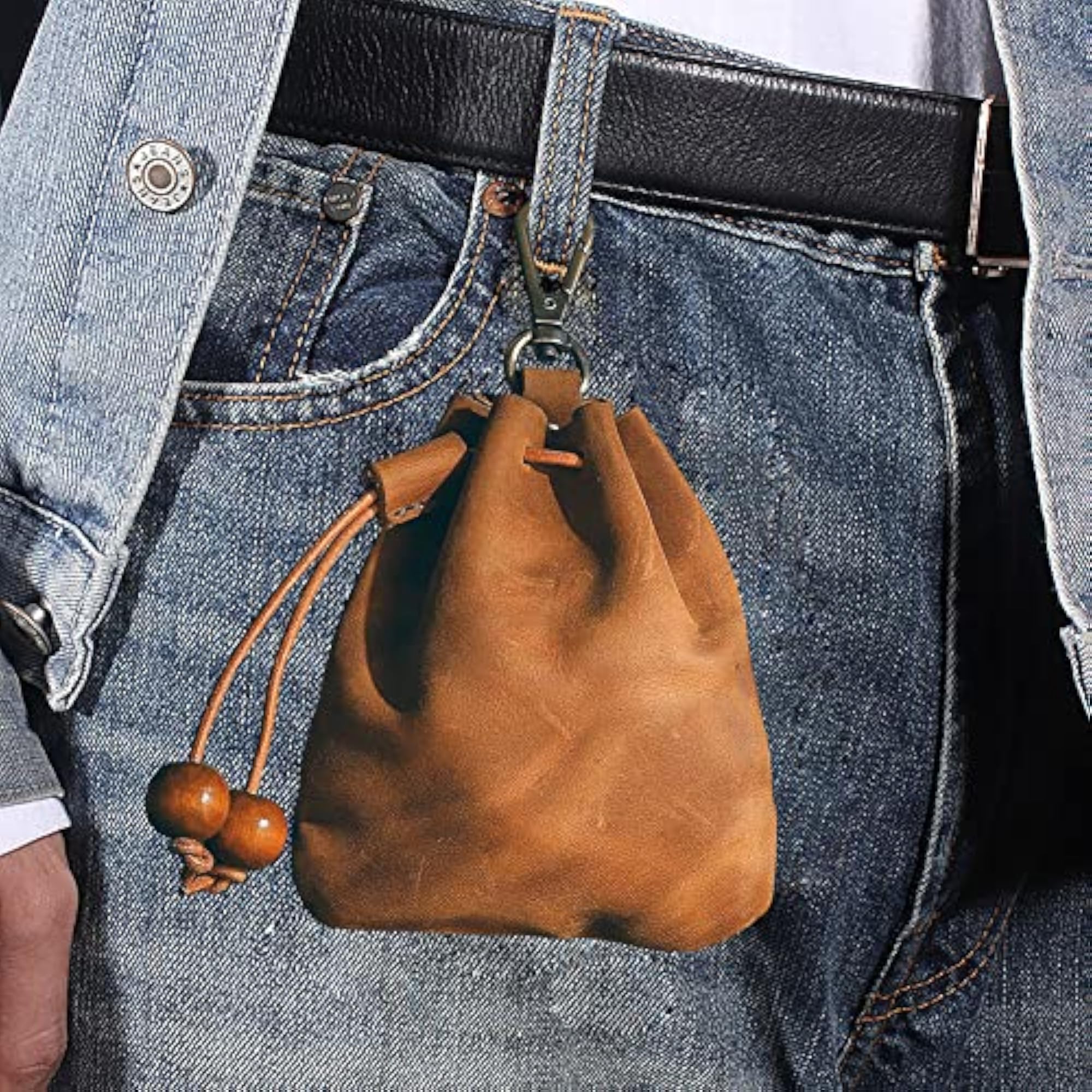 Leather Mini Medieval Pouch Keychain, Coin Organizer