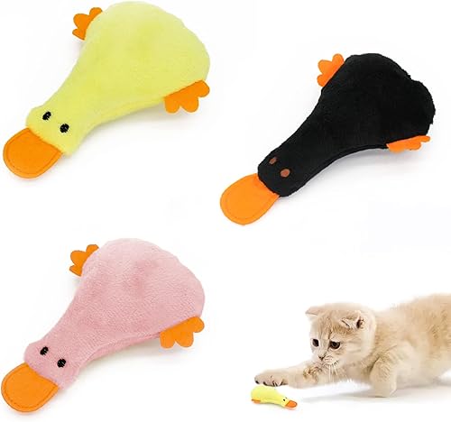 Andiker Juguetes de hierba gatera para gatos, 3 juguetes interactivos para gatos de interior, juguetes de peluche suave para gatitos con papel