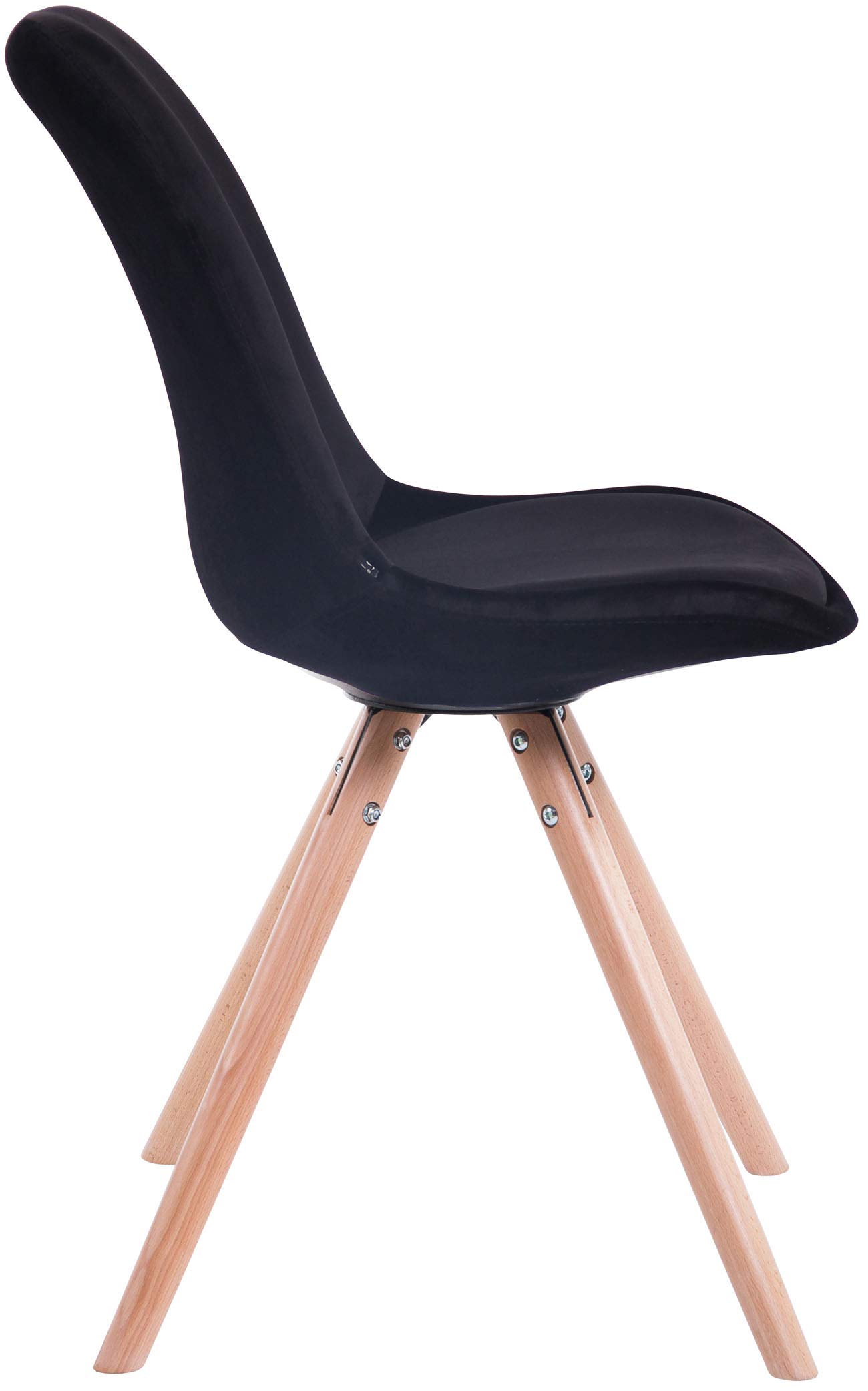 CLP Lot De 4 Chaises De Salle A Manger Toulouse en Velours I avec Assise Rembourré I Pieds Ronds Bois | Couleur Noir Couleur du Cadre Natura