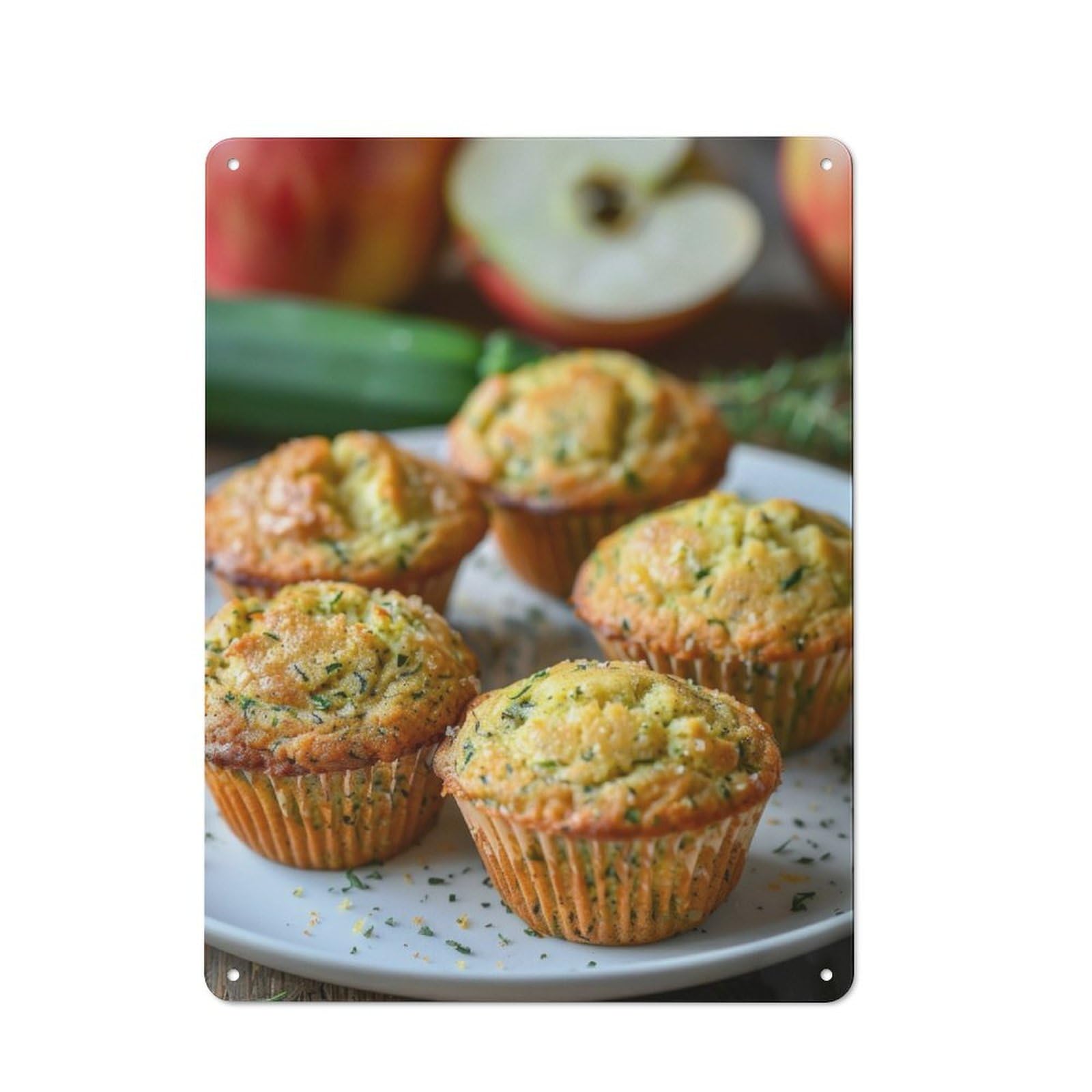 Junmoney Zucchini Herb Muffins Retro Metal Wall Sign 40X30cm With For Garage Wall, A Decorative Metal Sign For Garages And Workshops