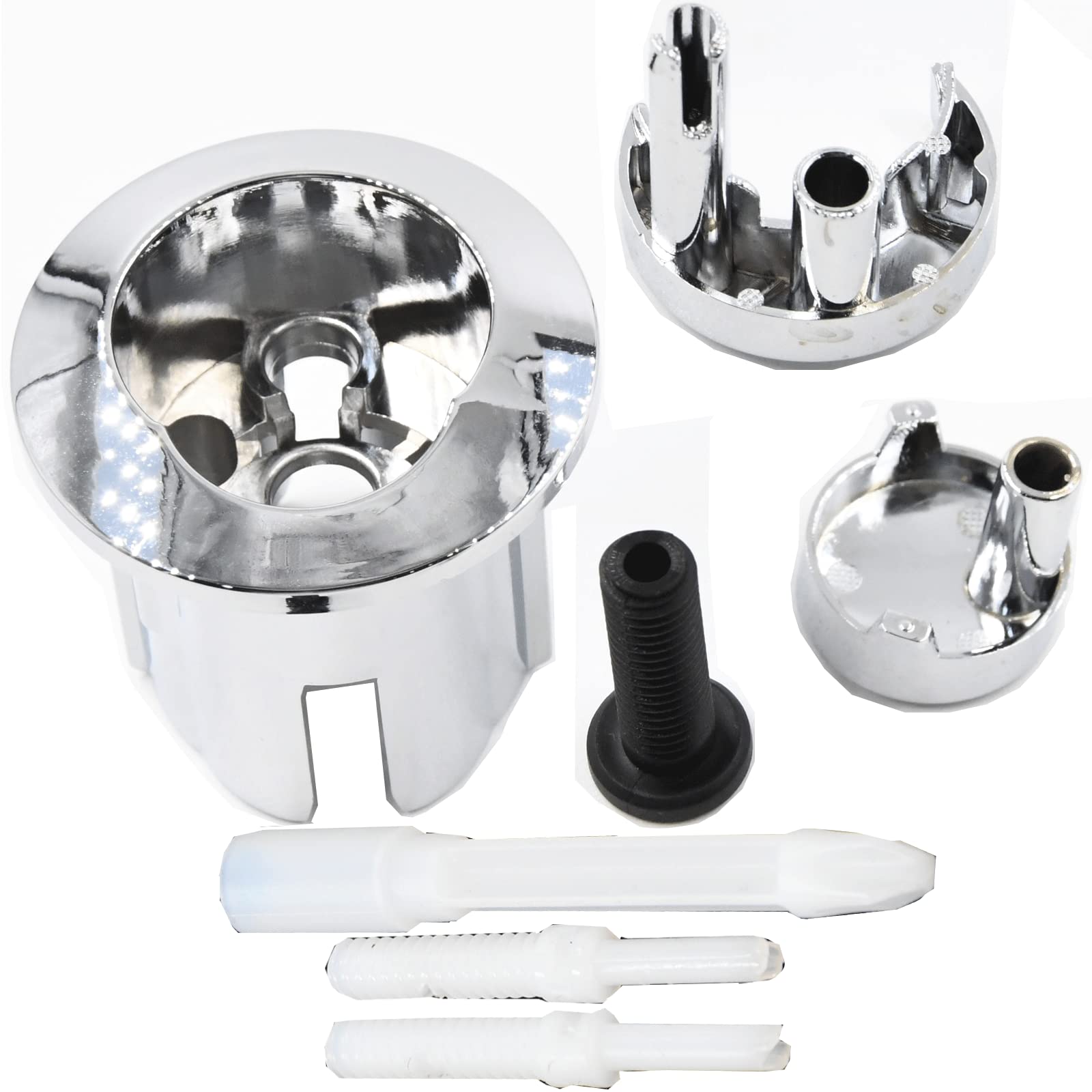 Bouton WC Double Rinçage - Compatible Cassette D2D AH0001800R, Chromé