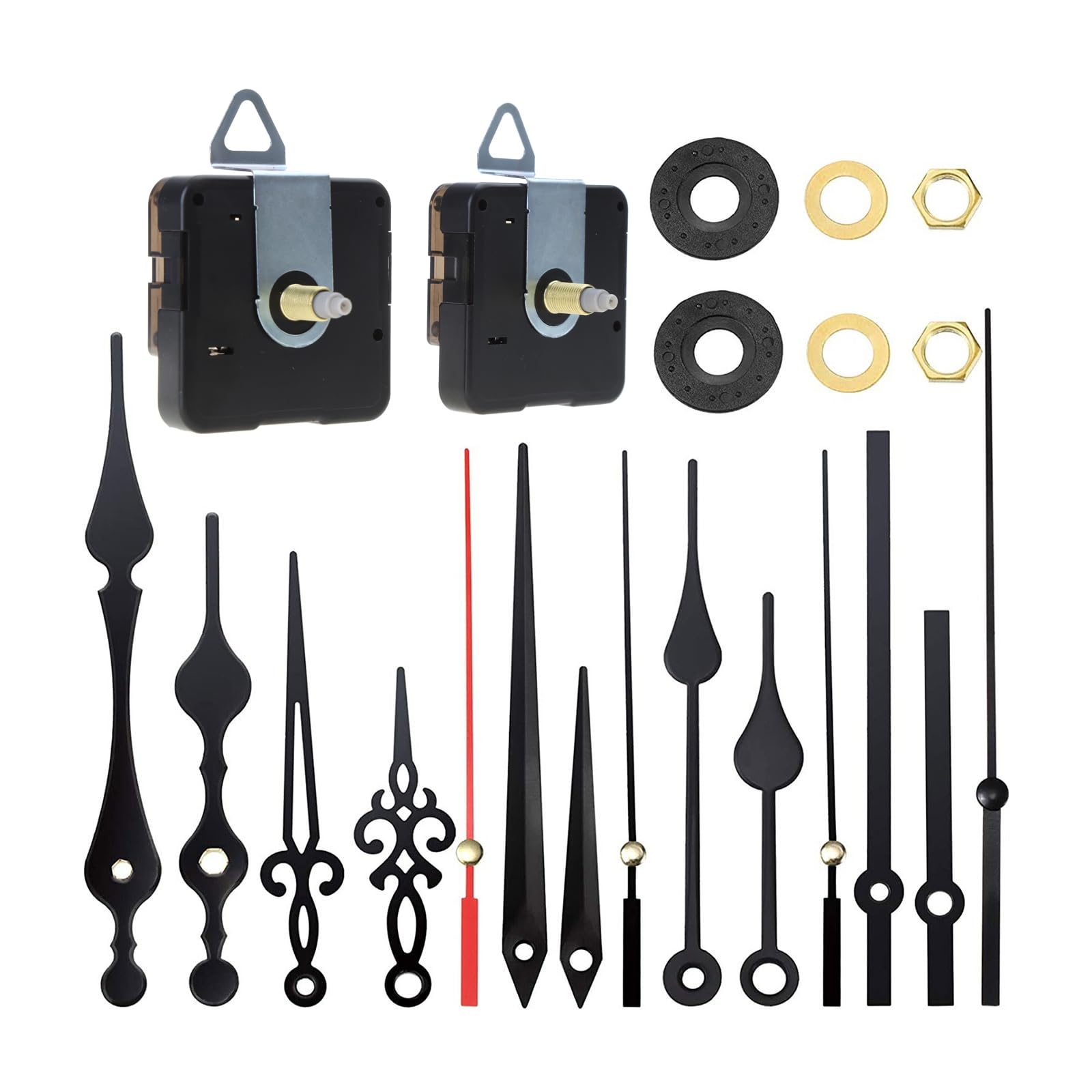 HZBB Pendulum Clock Movement Part Black/Gold Movement Set for Repair or Replacement Long Shafts Mechanism