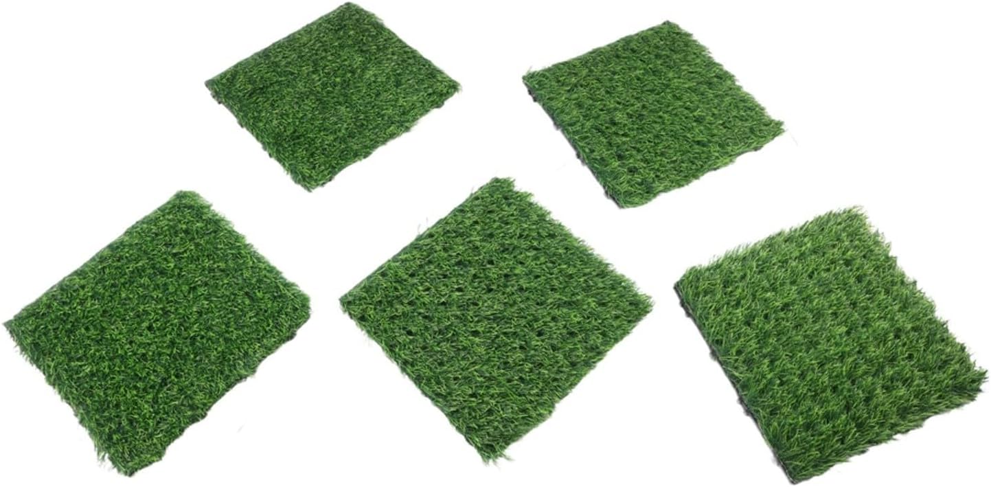 5pcs Interlocking Artificial Grass Tiles With Self-Draining Design For Garden Patio Deck Outdoor Use