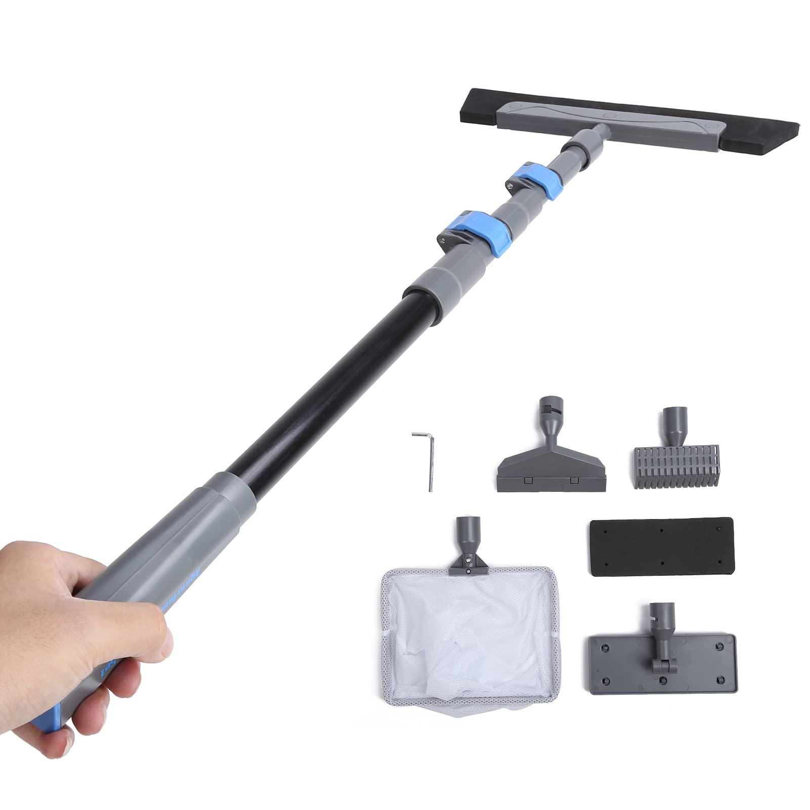 Cepillo 5 en 1 para pecera de Acuario, Kit de Herramientas de Limpieza Multiusos para peceras, Kit de Herramientas de Limpieza de Mango Largo, Cepillo de Limpieza de